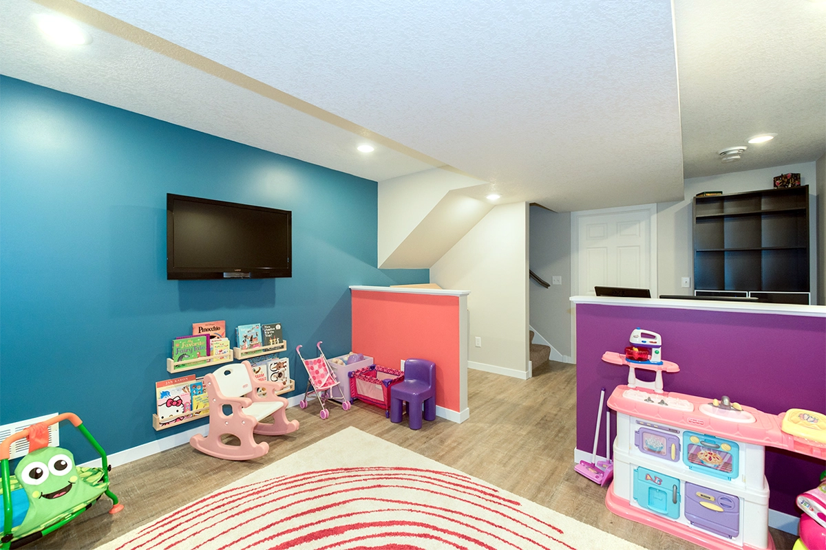 Finished basement playroom and custom lower-level living space in Ramsey MN