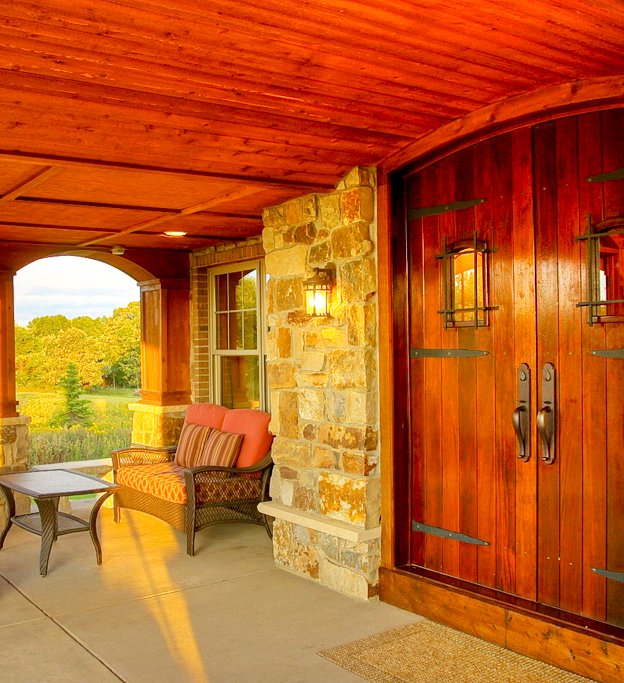 Custom architectural entry door and precision woodwork by Fusion Finishing